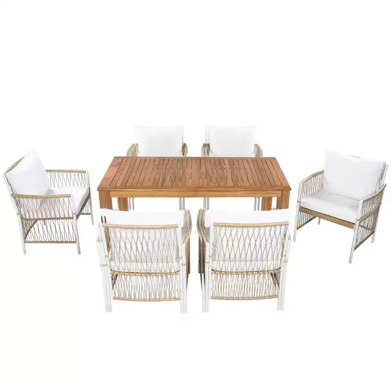 Whisen Weather Resistant 5-Piece Outdoor Dining Set Patio Round Extendable Dining Set with 4 Rattan Chairs