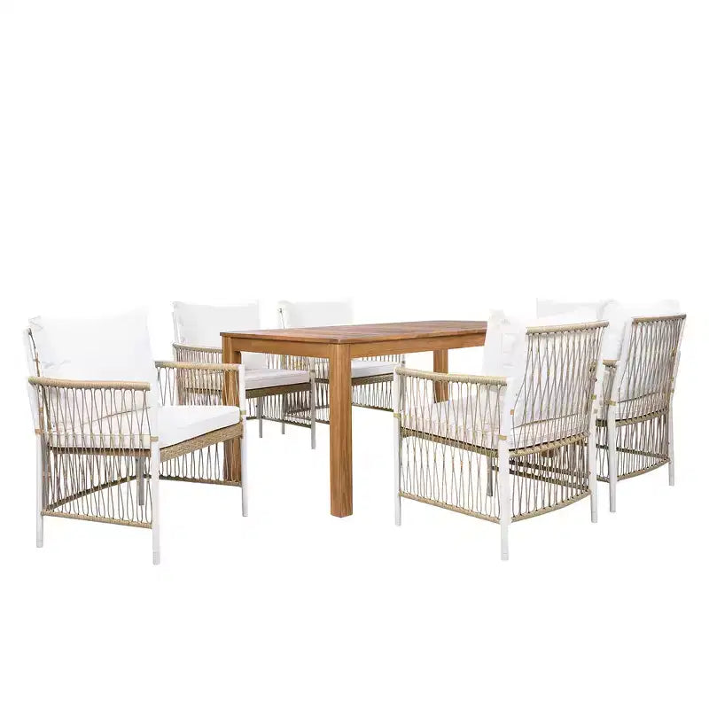 Whisen Weather Resistant 5-Piece Outdoor Dining Set Patio Round Extendable Dining Set with 4 Rattan Chairs