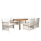 Whisen Weather Resistant 5-Piece Outdoor Dining Set Patio Round Extendable Dining Set with 4 Rattan Chairs