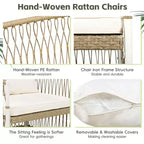 Whisen Weather Resistant 5-Piece Outdoor Dining Set Patio Round Extendable Dining Set with 4 Rattan Chairs