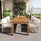 Whisen Weather Resistant 5-Piece Outdoor Dining Set Patio Round Extendable Dining Set with 4 Rattan Chairs