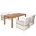 Whisen Weather Resistant 5-Piece Outdoor Dining Set Patio Round Extendable Dining Set with 4 Rattan Chairs
