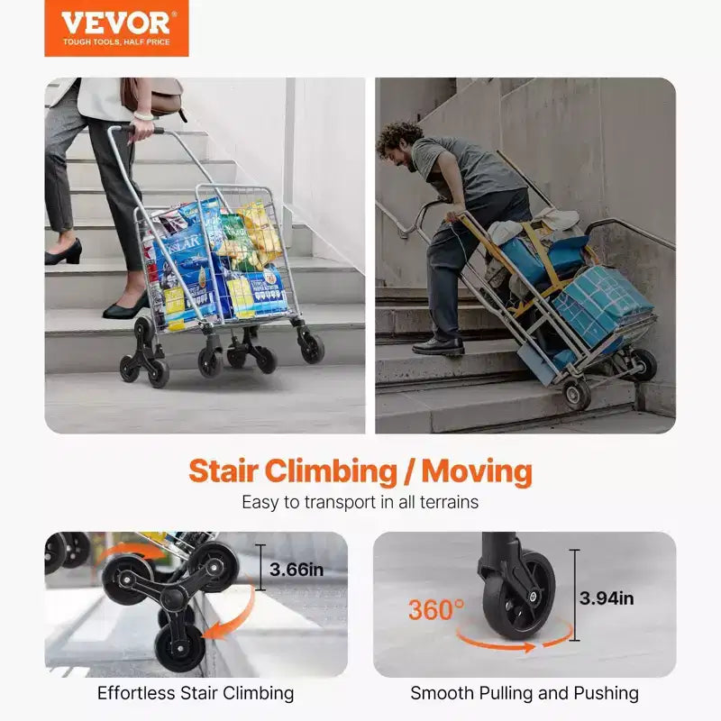Carrello portaspesa pieghevole da 45 litri, con ruote girevoli a 360°, ruote a tre razze, leggero per lavanderia e viaggi, colore argento