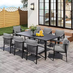 HAPPATIO Patio Dining Set, Woven Rope Rattan Outdoor Dining Set, Woven Wicker Rope Chairs with Cushions for Lawn Garden