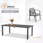 HAPPATIO Patio Dining Set, Woven Rope Rattan Outdoor Dining Set, Woven Wicker Rope Chairs with Cushions for Lawn Garden