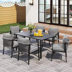 HAPPATIO Patio Dining Set, Woven Rope Rattan Outdoor Dining Set, Woven Wicker Rope Chairs with Cushions for Lawn Garden