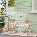 Kids Picnic Table and Chair Set, Outdoor Activity Table with Foldable Chairs, Removable Umbrella for Backyard