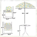 Kids Picnic Table and Chair Set, Outdoor Activity Table with Foldable Chairs, Removable Umbrella for Backyard