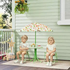 Kids Picnic Table and Chair Set, Outdoor Activity Table with Foldable Chairs, Removable Umbrella for Backyard