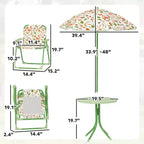 Kids Picnic Table and Chair Set, Outdoor Activity Table with Foldable Chairs, Removable Umbrella for Backyard