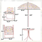 Kids Picnic Table and Chair Set, Outdoor Activity Table with Foldable Chairs, Removable Umbrella for Backyard