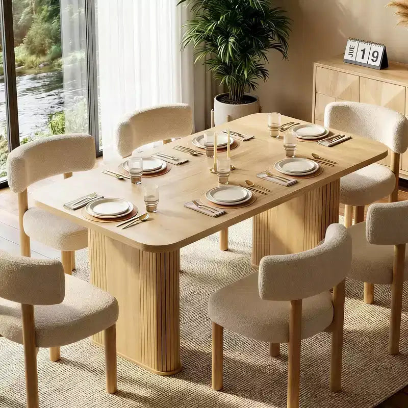 Tavolo da Pranzo per 6-8 Persone - Tavolo da Cucina Lungo Moderno da 62 pollici con Piano Grande e Gambe a Piedistallo Robuste, Tavolo da Pranzo Rettangolare