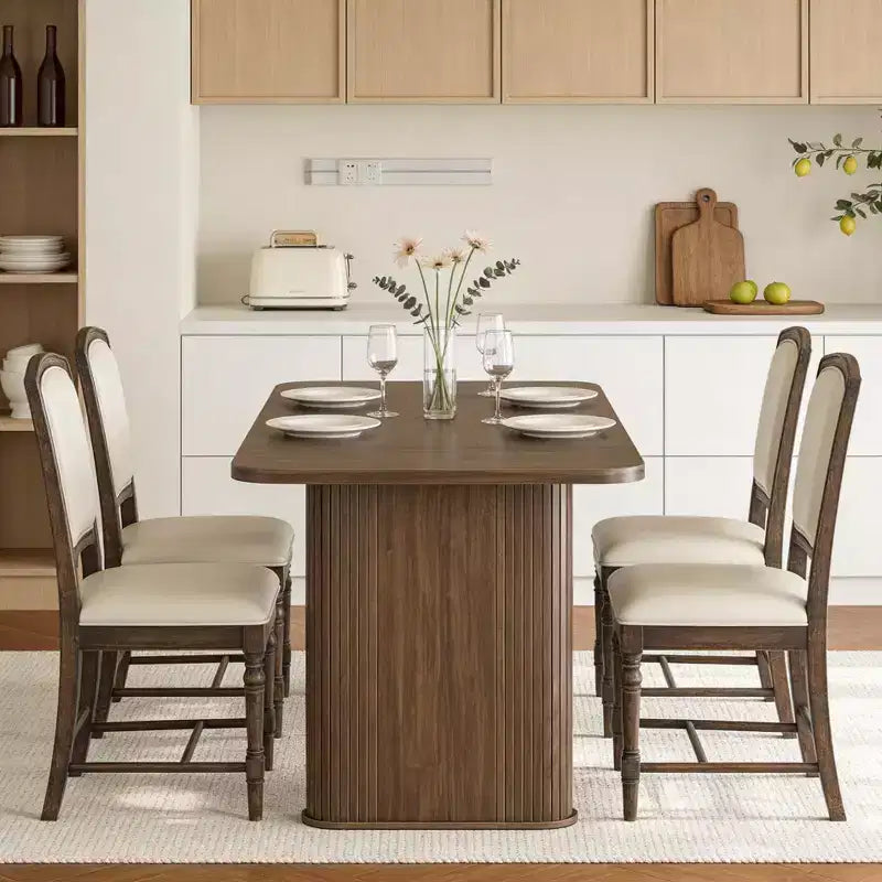 Tavolo da Pranzo per 6-8 Persone - Tavolo da Cucina Lungo Moderno da 62 pollici con Piano Grande e Gambe a Piedistallo Robuste, Tavolo da Pranzo Rettangolare