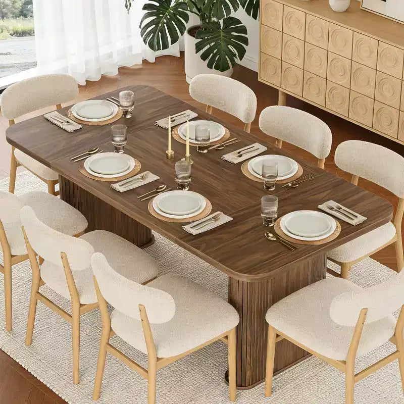 Tavolo da Pranzo per 6-8 Persone - Tavolo da Cucina Lungo Moderno da 62 pollici con Piano Grande e Gambe a Piedistallo Robuste, Tavolo da Pranzo Rettangolare