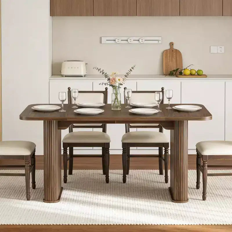 Tavolo da Pranzo per 6-8 Persone - Tavolo da Cucina Lungo Moderno da 62 pollici con Piano Grande e Gambe a Piedistallo Robuste, Tavolo da Pranzo Rettangolare