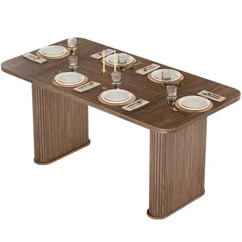 Tavolo da Pranzo per 6-8 Persone - Tavolo da Cucina Lungo Moderno da 62 pollici con Piano Grande e Gambe a Piedistallo Robuste, Tavolo da Pranzo Rettangolare