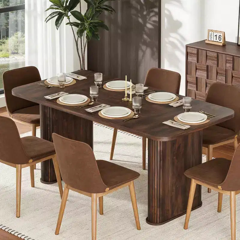 Tavolo da Pranzo per 6-8 Persone - Tavolo da Cucina Lungo Moderno da 62 pollici con Piano Grande e Gambe a Piedistallo Robuste, Tavolo da Pranzo Rettangolare