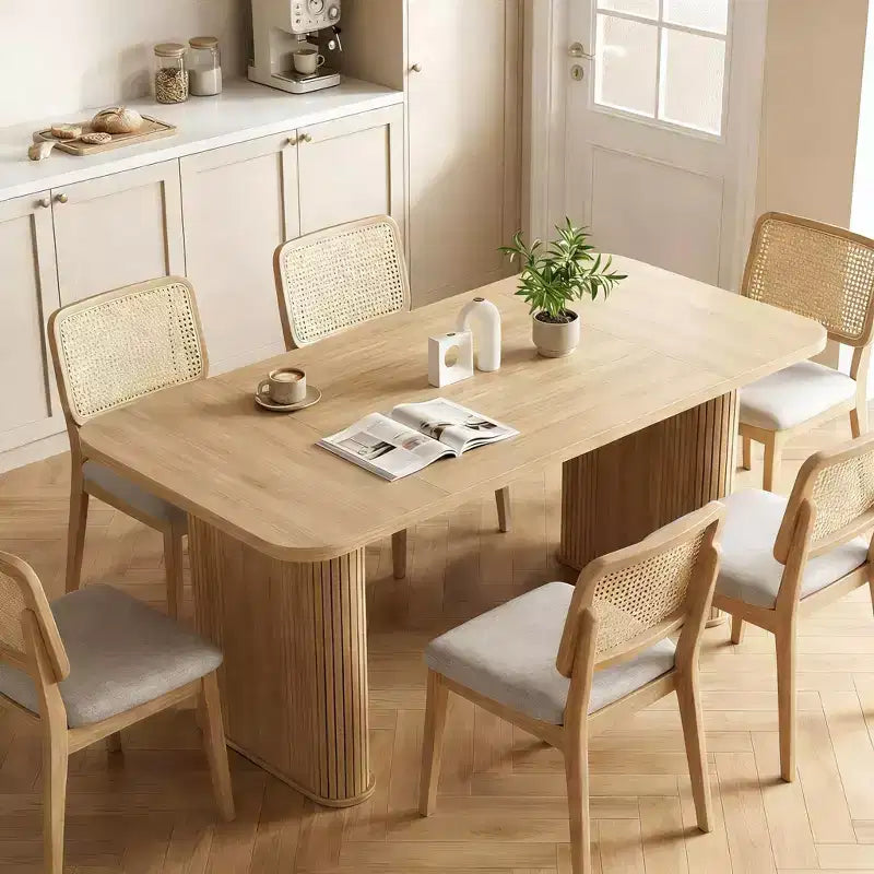 Tavolo da Pranzo per 6-8 Persone - Tavolo da Cucina Lungo Moderno da 62 pollici con Piano Grande e Gambe a Piedistallo Robuste, Tavolo da Pranzo Rettangolare