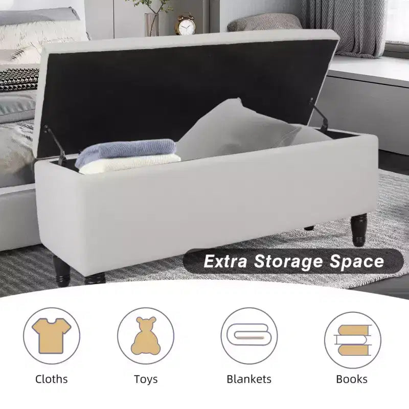 47" Panchina Pouf Contenitore in Velluto Trapuntato