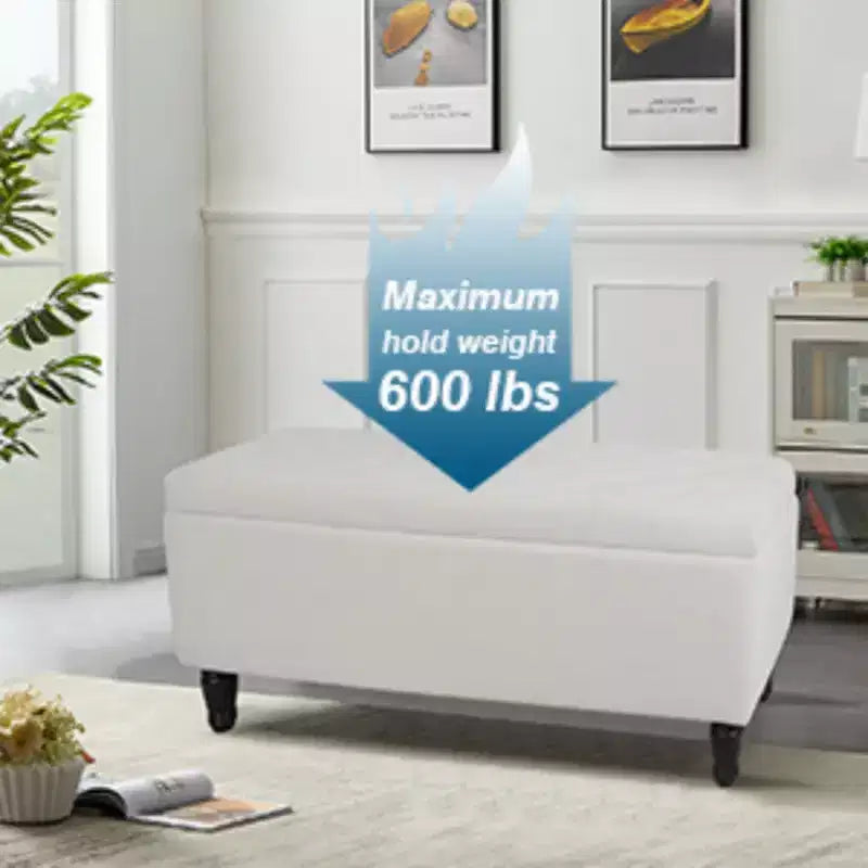 47" Panchina Pouf Contenitore in Velluto Trapuntato