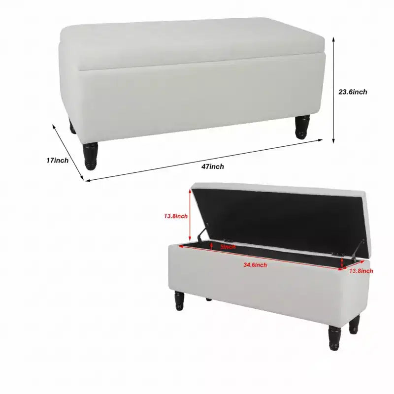 47" Panchina Pouf Contenitore in Velluto Trapuntato