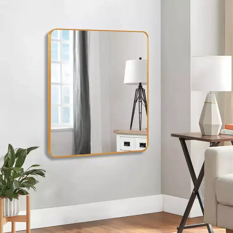 Specchio da bagno quadrato con cornice in metallo da parete