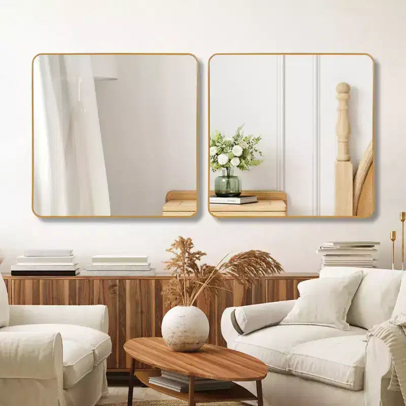 Specchio da bagno quadrato con cornice in metallo da parete