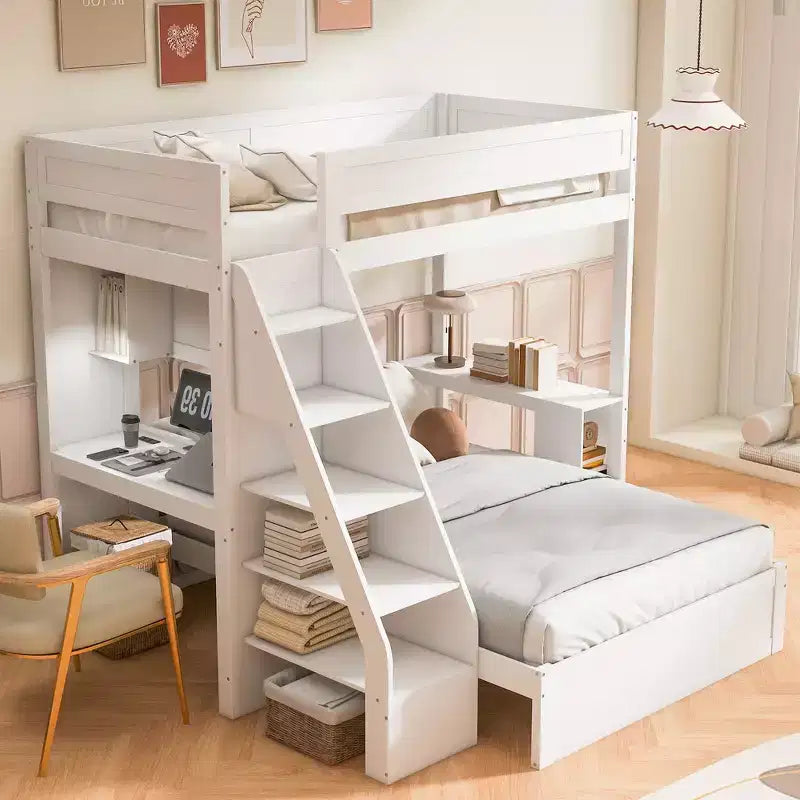 Struttura letto a castello Twin XL su Full con scrivania e USB