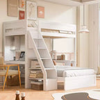 Struttura letto a castello Twin XL su Full con scrivania e USB