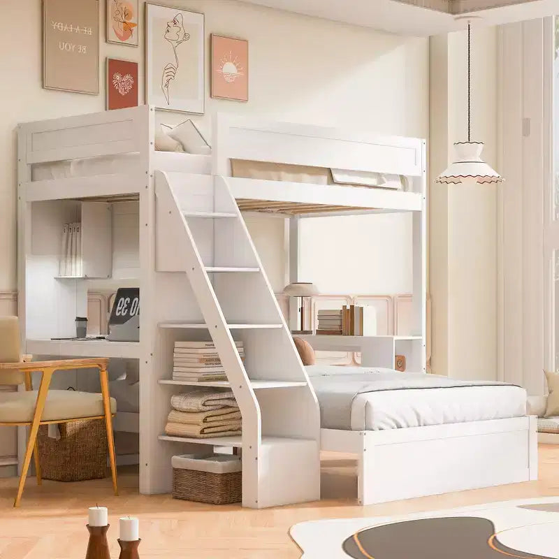 Struttura letto a castello Twin XL su Full con scrivania e USB