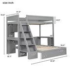 Struttura letto a castello Twin XL su Full con scrivania e USB
