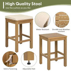 Whisen 5-Piece Outdoor Patio Furniture Set Acacia Wood Bar Set with Bar Height Table, 4 Stools and Cushions