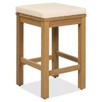 Whisen 5-Piece Outdoor Patio Furniture Set Acacia Wood Bar Set with Bar Height Table, 4 Stools and Cushions