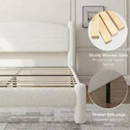 Struttura Letto King Size, Struttura Letto in Bouclé con Testiera, Struttura Letto a Piattaforma Morbida Imbottita con Angoli Arrotondati, Nessuna Molla Richiesta, Facile Montaggio