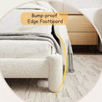 Struttura Letto King Size, Struttura Letto in Bouclé con Testiera, Struttura Letto a Piattaforma Morbida Imbottita con Angoli Arrotondati, Nessuna Molla Richiesta, Facile Montaggio