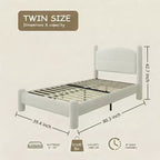 Struttura Letto King Size, Struttura Letto in Bouclé con Testiera, Struttura Letto a Piattaforma Morbida Imbottita con Angoli Arrotondati, Nessuna Molla Richiesta, Facile Montaggio