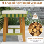 Gymax 3-Piece Patio Dining Set Rectangular Table & 2 Benches w/1.97 Umbrella Hole