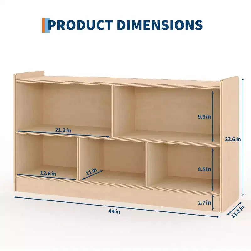 Organizzatore per giocattoli in legno, mobile portaoggetti a 5 scomparti per aula scolastica, semplice libreria per sala giochi