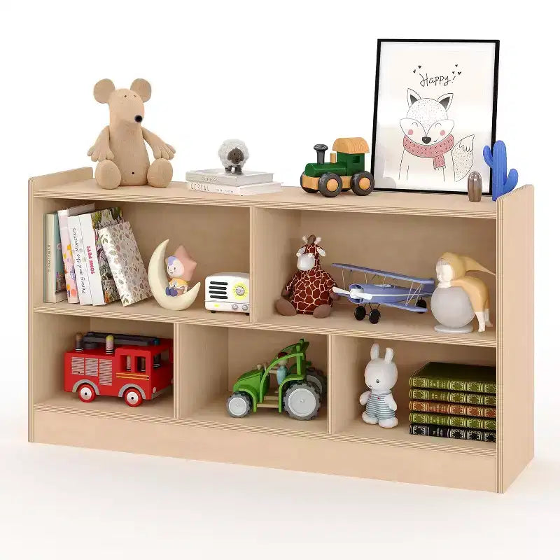 Organizzatore per giocattoli in legno, mobile portaoggetti a 5 scomparti per aula scolastica, semplice libreria per sala giochi