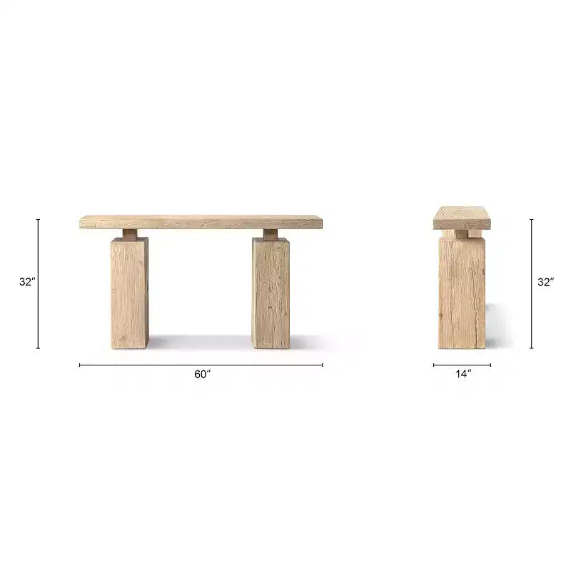 Consolle Plinto in Olmo Riciclato massiccio da 45"