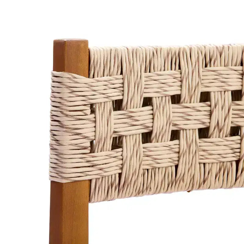Christopher Knight Home Brigitte 7 Piece Outdoor Rustic Woven Wicker Acacia Wood Dining Set