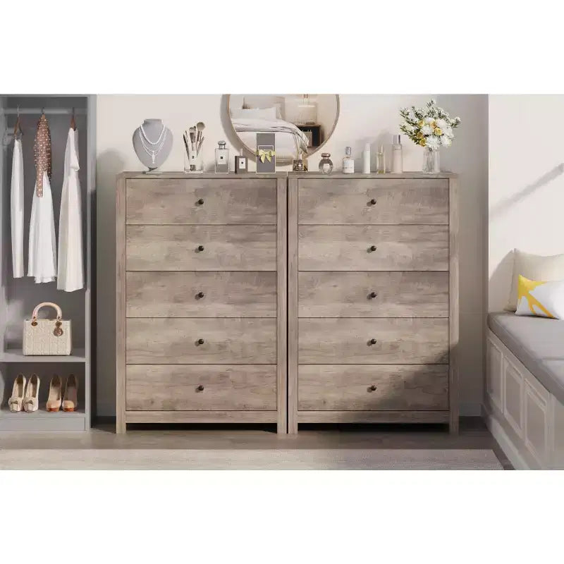 Cassettiera in Legno a 5 Cassetti per Camera da Letto, Comò Moderno Semplice con Cassetti Profondi per Soggiorno, Corridoio, Ingresso