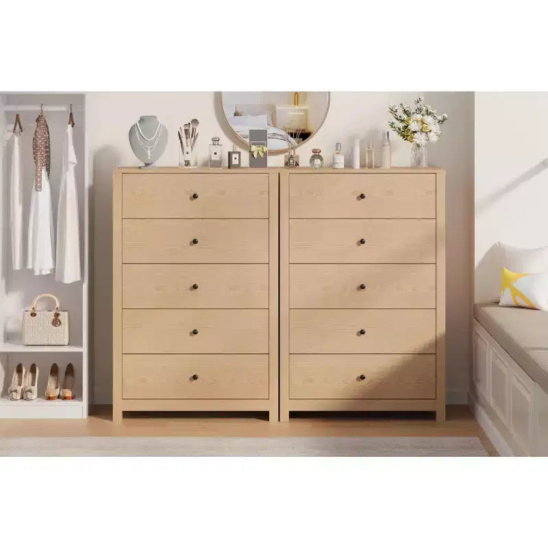 Cassettiera in Legno a 5 Cassetti per Camera da Letto, Comò Moderno Semplice con Cassetti Profondi per Soggiorno, Corridoio, Ingresso