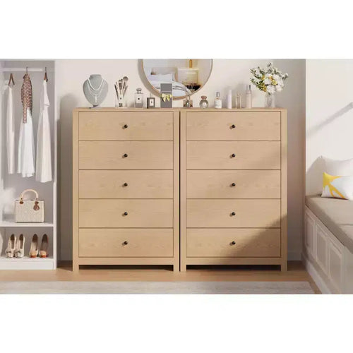 Cassettiera in Legno a 5 Cassetti per Camera da Letto, Comò Moderno Semplice con Cassetti Profondi per Soggiorno, Corridoio, Ingresso