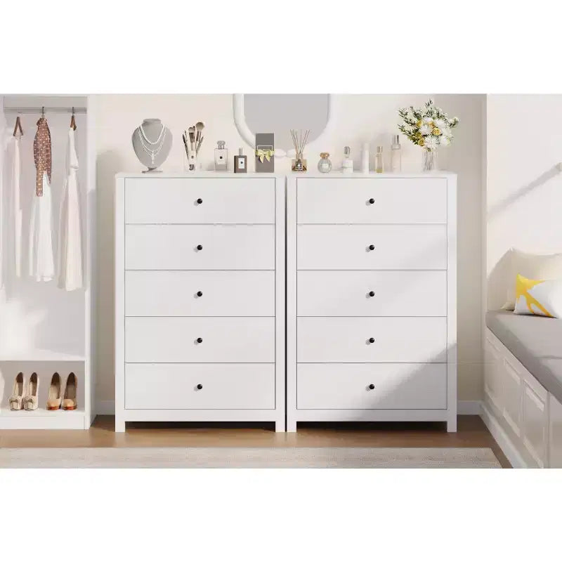 Cassettiera in Legno a 5 Cassetti per Camera da Letto, Comò Moderno Semplice con Cassetti Profondi per Soggiorno, Corridoio, Ingresso