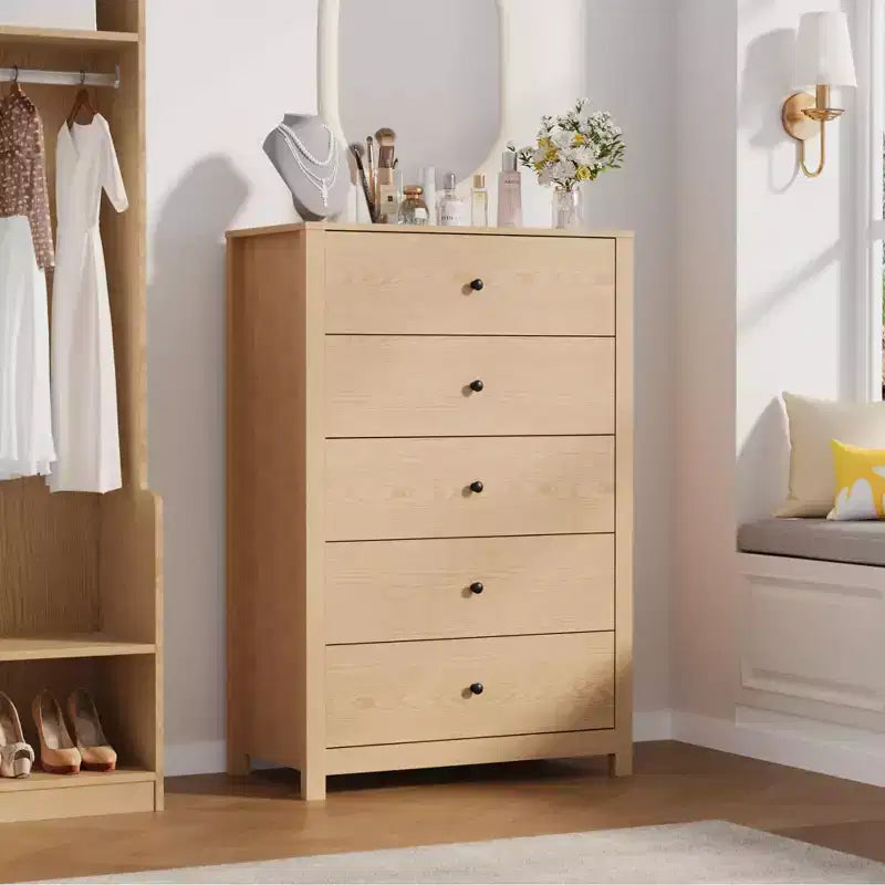 Cassettiera in Legno a 5 Cassetti per Camera da Letto, Comò Moderno Semplice con Cassetti Profondi per Soggiorno, Corridoio, Ingresso
