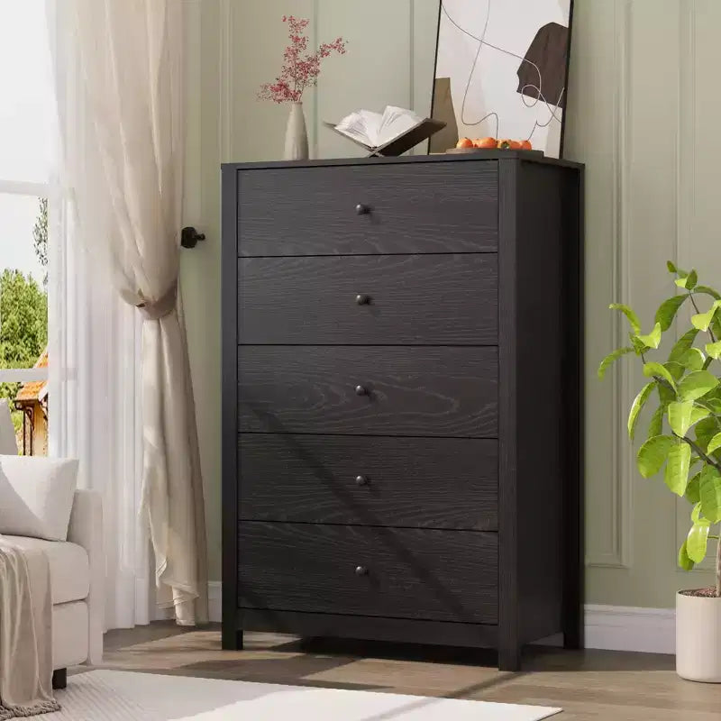 Cassettiera in Legno a 5 Cassetti per Camera da Letto, Comò Moderno Semplice con Cassetti Profondi per Soggiorno, Corridoio, Ingresso