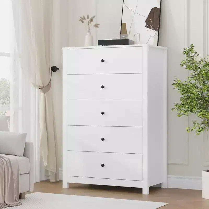 Cassettiera in Legno a 5 Cassetti per Camera da Letto, Comò Moderno Semplice con Cassetti Profondi per Soggiorno, Corridoio, Ingresso