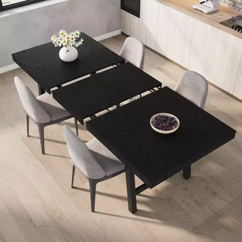 Tavolo da pranzo allungabile da 63-83 pollici, tavolo da pranzo rettangolare industriale per 6-8 persone, tavolo da cucina allungabile con struttura in metallo resistente