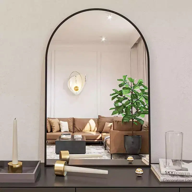 Specchio da parete per bagno ad arco in alluminio moderno